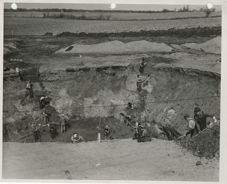 Photograph of people constructing the disposal plant in Perry
