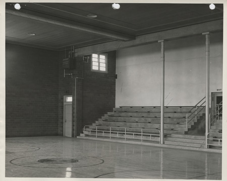 Photograph of school gymnasium bleachers in Weldon