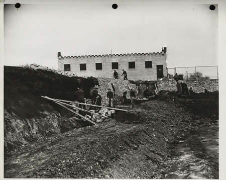 Photograph of construction of a school stadium and athletic field in Knoxville