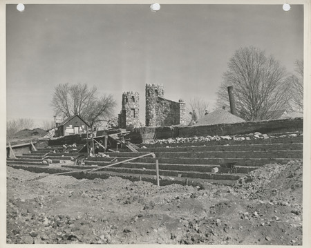 Photograph of bleacher construction at a school stadium and athletic field in Knoxville