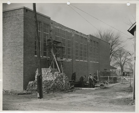 Photograph of school building repair in Hancock