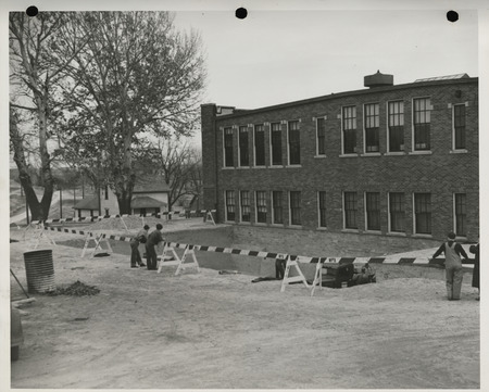 Photograph of school gymnasium construction in Neola