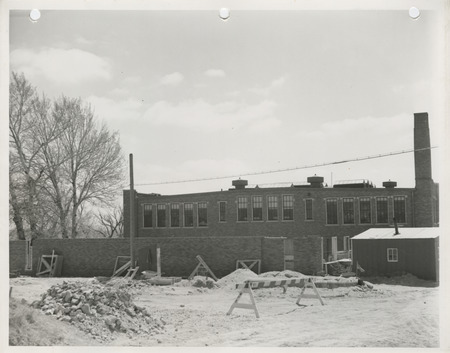 Photograph of school gymnasium construction in Neola