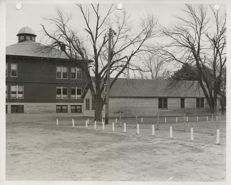 Photograph of a school gymnasium in Humeston