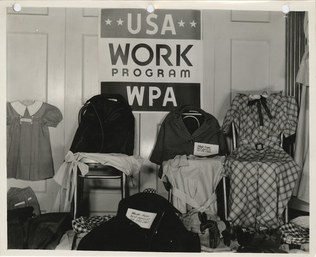 Photograph of apparel displayed at the sewing room conference and exhibit in Waterloo