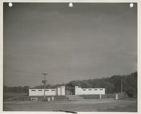 Photograph of the swimming pool and bathhouse in Atlantic