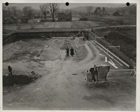 Photograph of the construction of municipal swimming pool in Fort Madison