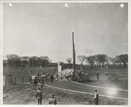 Photograph of athletes and others at the school athletic field in Villisca