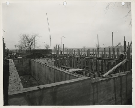 Photograph of the swimming pool under construction in Red Oak