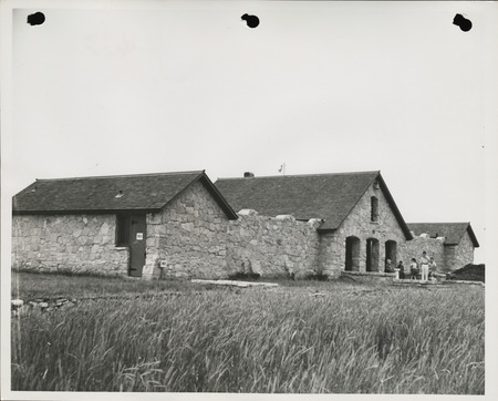 Photograph of the exterior view of the municipal swimming pool in Pocahontas