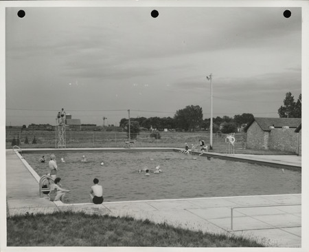 Photograph of people using the municipal swimming pool in Pocahontas