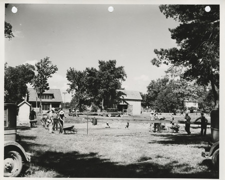 Photograph of people doing the excavation work for the municipal swimming pool in Harlan